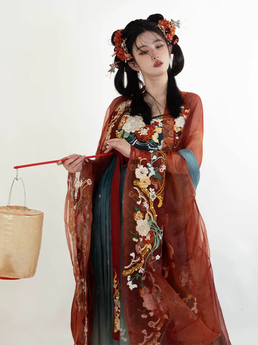 Painting Flower God 描金花神 - Tang Dynasty Style Hanfu Dress Heziqun