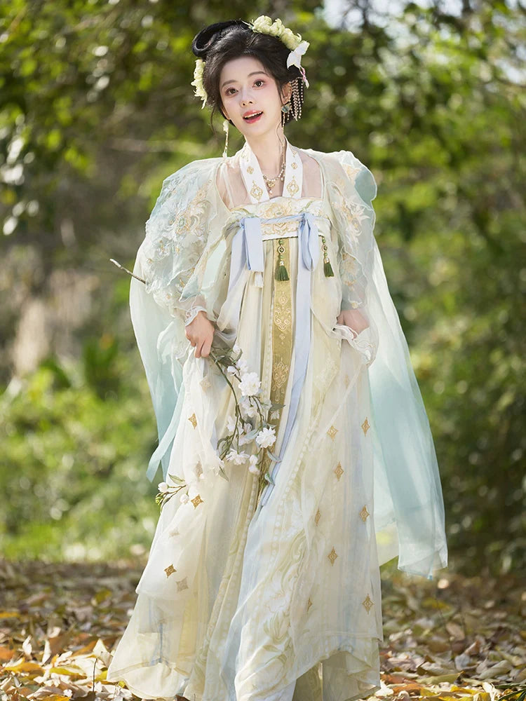 Youlan 幽兰 - Tang Dynasty Style Qixiong Ruqun with Cloak