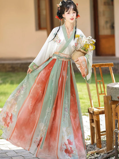 Wei Jin Dynasty Qiyao Ruqun Hanfu | Spring Flowers