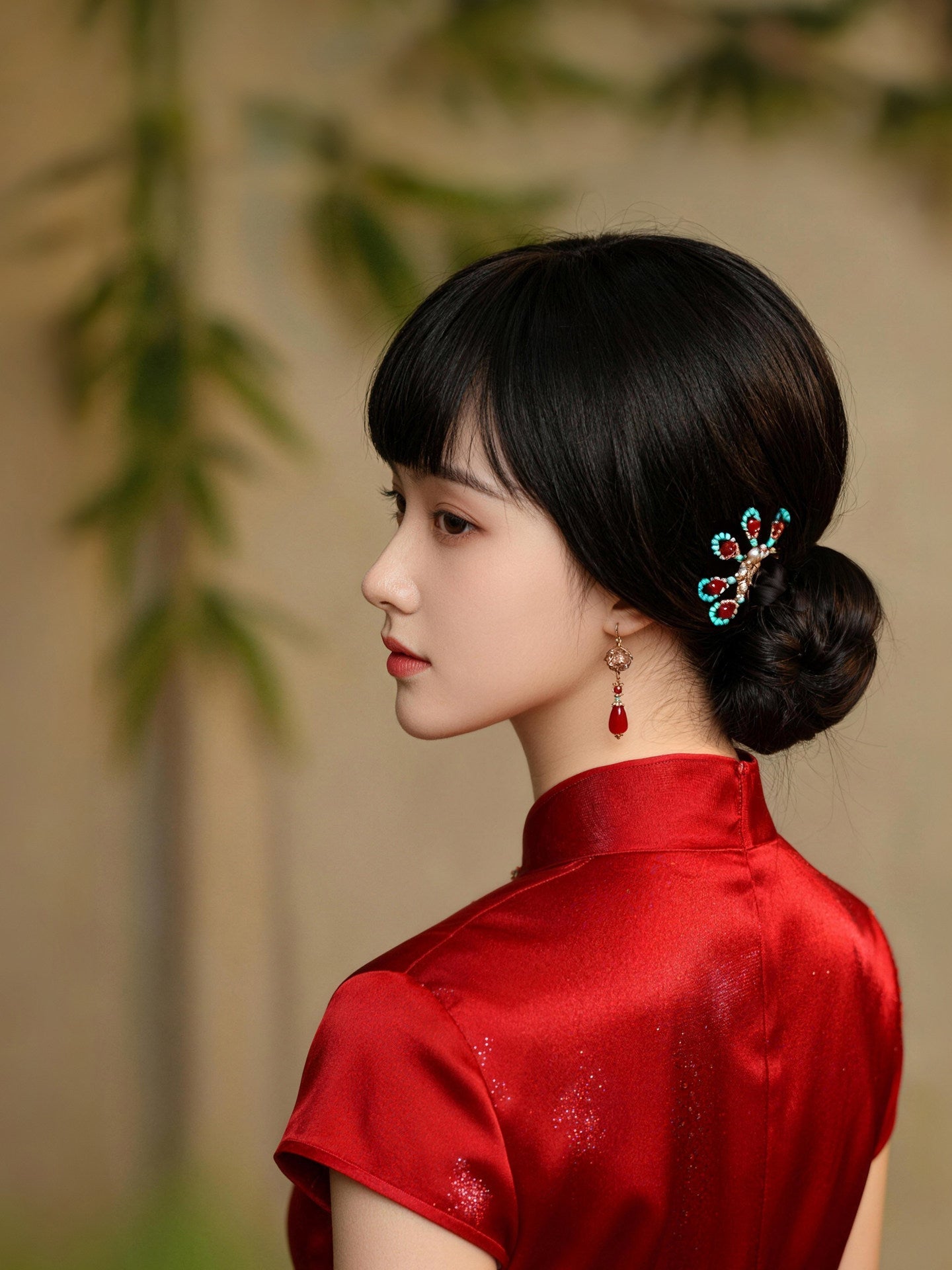 Festive Red Agate Earrings | Hanfu Jewelry