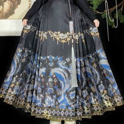 Sapphire Phoenix - New Chinese Style Ming Dynasty Hanfu Matching Set