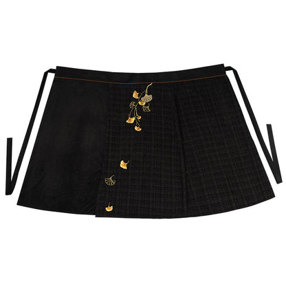Song Dynasty Modern Hanfu Ginkgo Embroidery Autumn and Winter Jacket and Spiral Skirt - Yiyeqiu 一叶秋 (Preorder)
