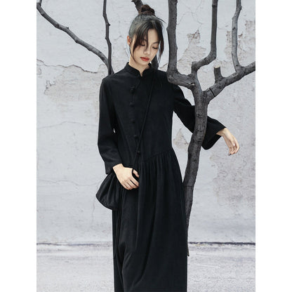 New Chinese Style Long Sleeve Cheongsam Dress - Lang Huan 琅嬛
