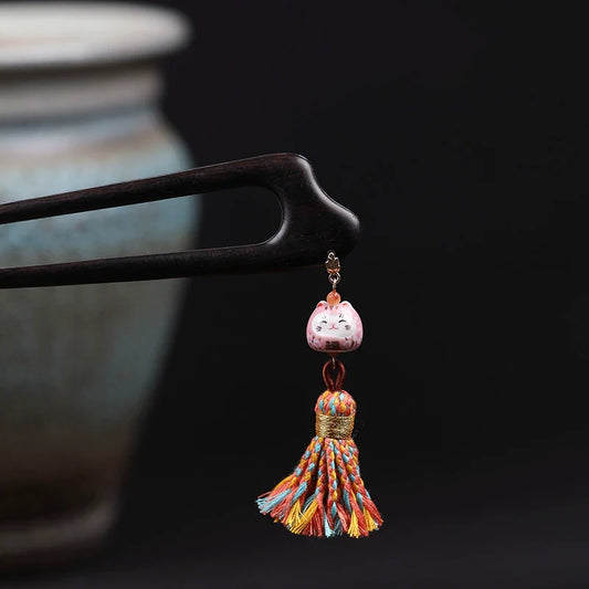 Lucky Cat Hair Stick | Hanfu Hair Accessory