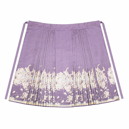 Ming Dynasty Round Collar Pipa Sleeve Top & Mamian Skirt | Melodies 棠织金音
