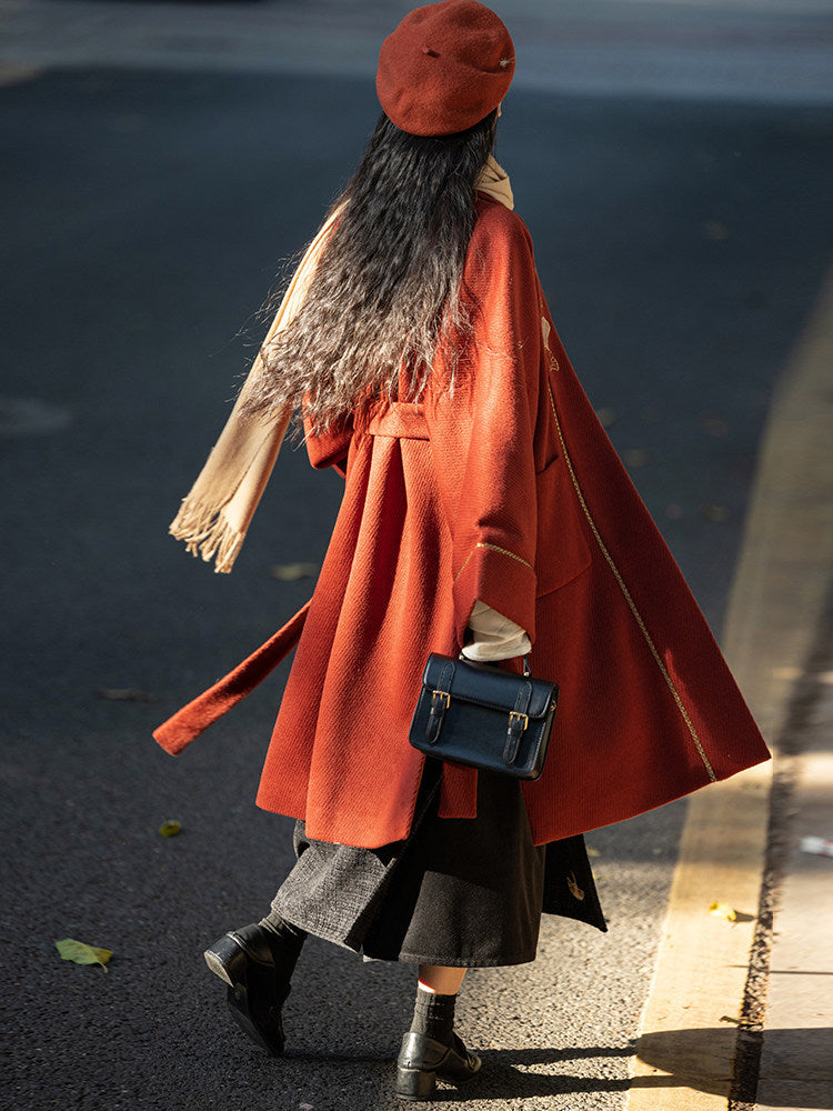 Song Dynasty Modern Hanfu Ginkgo Embroidery Autumn and Winter Jacket and Spiral Skirt - Yiyeqiu 一叶秋 (Preorder)