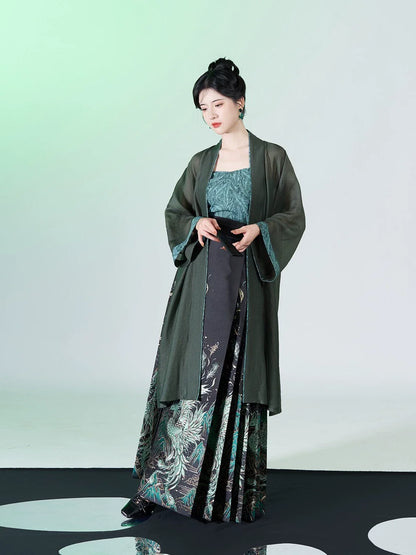 Chinese Blouse & Mamian Skirt Outfit | Peacock Feather 青羽