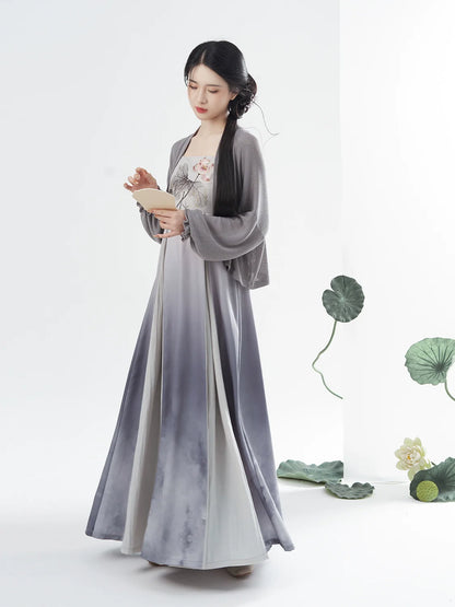Modern Tang Dynasty Hanfu Slip Dress Set - Wuhefeng 芜荷风 (Preorder)