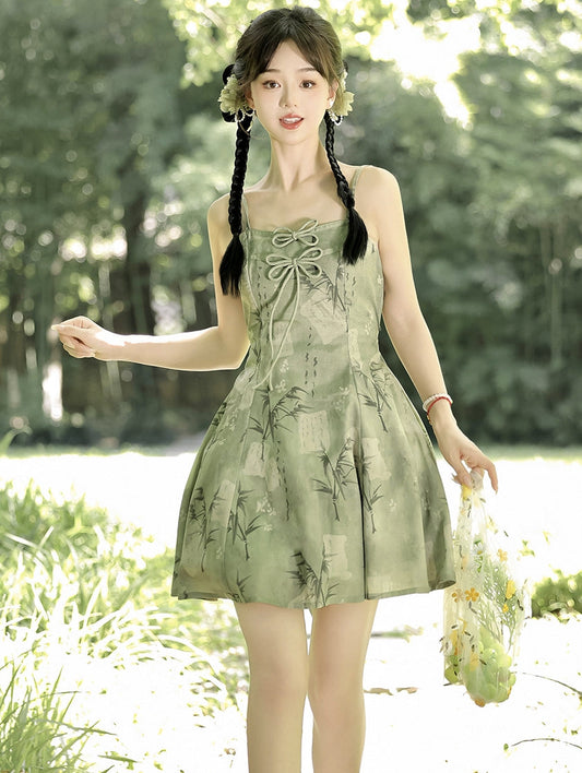 Bamboo Language - new Chinese style summer sundress, hanfu-inspired — side profile