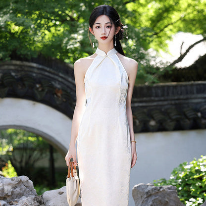 Sleeveless Halter Neck Midi Cheongsam | Summer