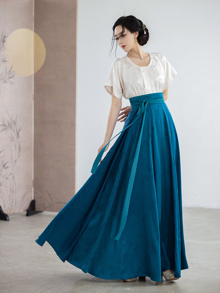 Tang Dynasty Modern Hanfu Beizi Top and Wrap Skirt - Summer Solstice 夏至 (Preorder)