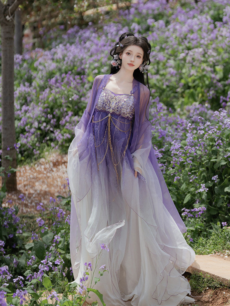 Jiu Chong Zi | Tang Dynasty Hezi Dress with Wide Sleeve Jacket