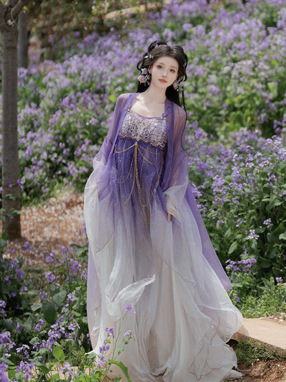 Jiu Chong Zi | Tang Dynasty Hezi Dress with Wide Sleeve Jacket
