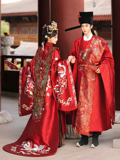 Ming Dynasty Chinese Wedding Hanfu Couple Set | Union of Phoenix & Qilin 凤栖梧麟