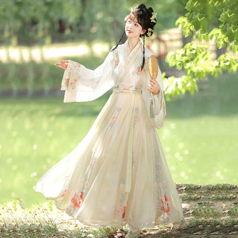 Wei Jin Dynasty Qiyao Ruqun Hanfu | Spring Flowers
