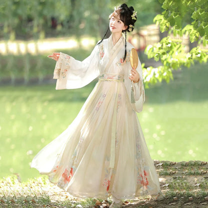 Wei Jin Dynasty Qiyao Ruqun Hanfu | Spring Flowers