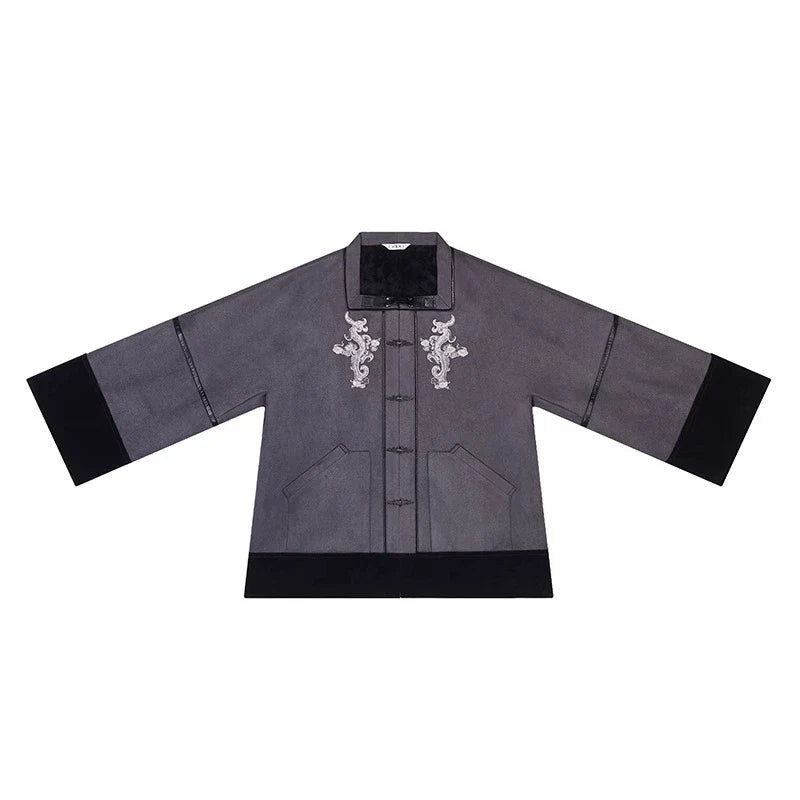 Song Dynasty Modern Hanfu Set with Hooded Jacket and Wide Leg Pants - Longding 龙鼎 (Preorder)