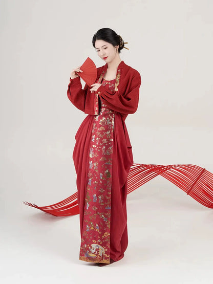 New Chinese Style Wedding Hanfu Bridal Tea Ceremony Slip Dress - Baixi 百禧 (Preorder)