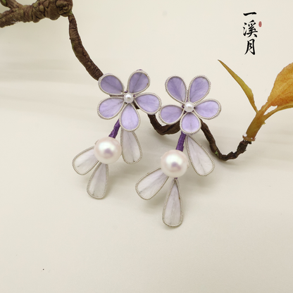 Smoke Purple Hanging Beads Earrings | Hanfu Jewelry