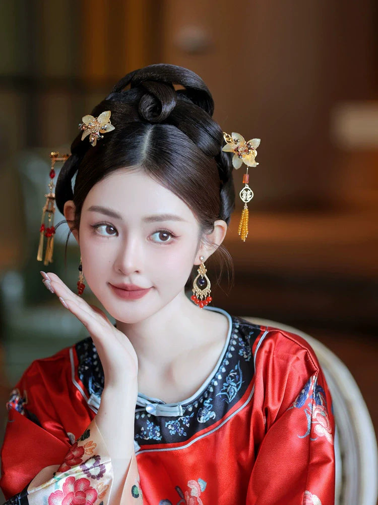 Flying Bird and Floral - Bridal Hairpin Classical Chinese Wedding Headpiece for Xiuhe and Morning Robe Bride