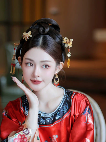 Flying Bird and Floral - Bridal Hairpin Classical Chinese Wedding Headpiece for Xiuhe and Morning Robe Bride
