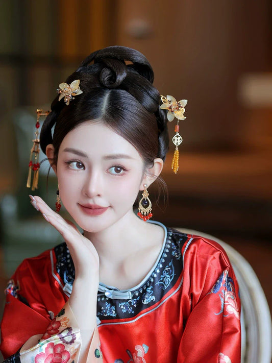 Flying Bird and Floral - Bridal Hairpin Classical Chinese Wedding Headpiece for Xiuhe and Morning Robe Bride