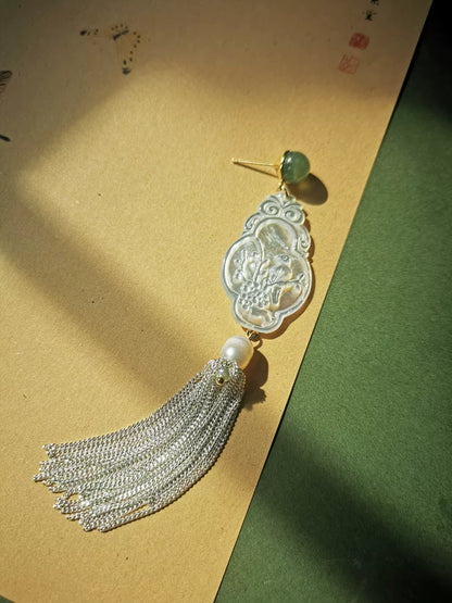 Pearl Agate White Butterfly Shell Earrings | Hanfu Jewelry