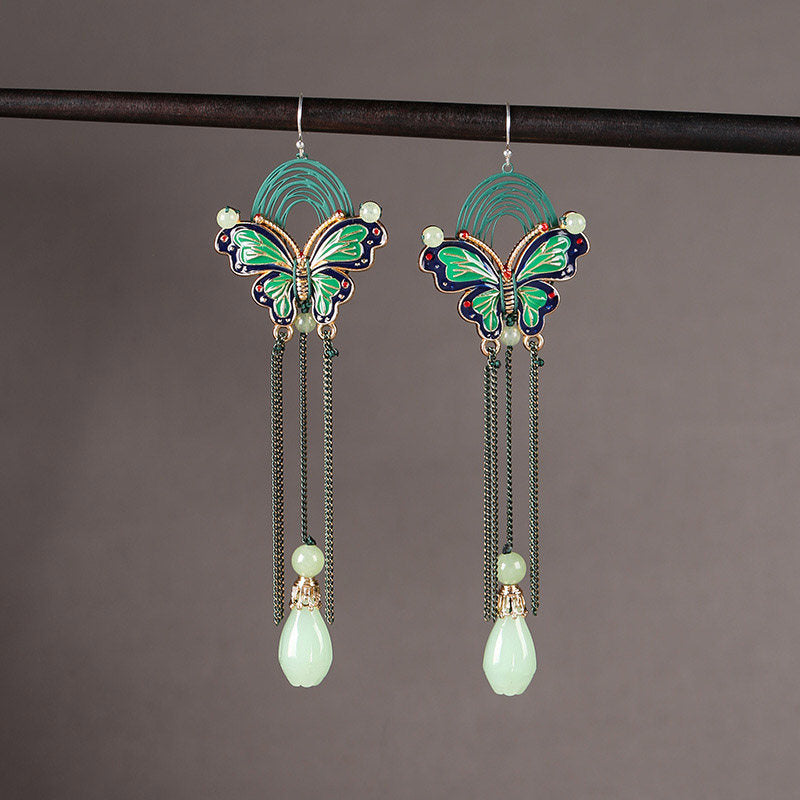 Moonlit Butterfly Teardrop Earrings | Cheongsam Jewelry