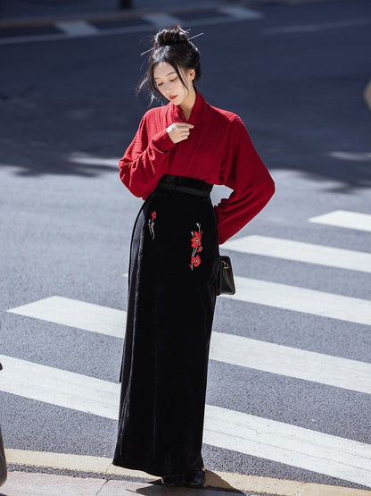 Song Dynasty Modern Hanfu Winged Sleeve Top and Spiral Skirt - Only Love 偏爱 (Preorder)