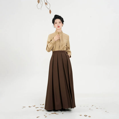 New Chinese Style Women Standing Collar Top, Mamian Skirt and Jacket - Windy Desert 长风漠州 (Preorder)