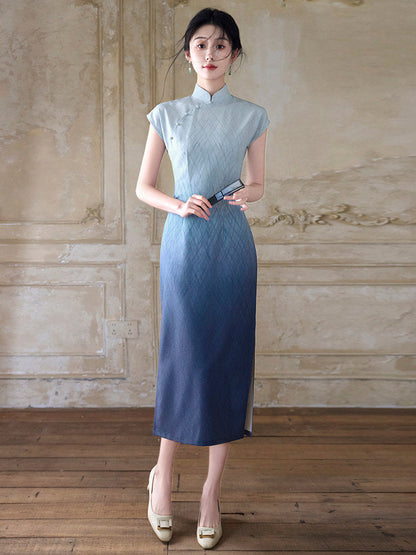 Short Sleeve Midi Cheongsam | By the Ocean