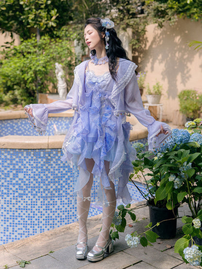 New Chinese Style Fairy Summer Slip Dress - Blue Moon Lake 海月浴兰
