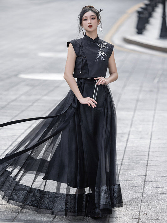 Chinese Sleeveless Crop Top | Oriental Bone 东方骨