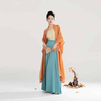 Song Dynasty Modern Hanfu Set with Changgan Temple Beizi and Wide Leg Pants - Yizhou 弋舟 (Preorder)