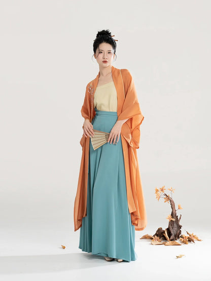 Song Dynasty Modern Hanfu Set with Changgan Temple Beizi and Wide Leg Pants - Yizhou 弋舟 (Preorder)