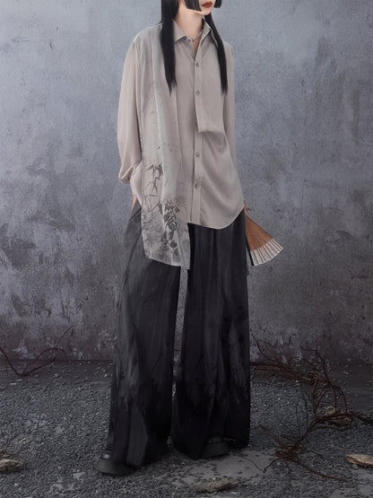 New Chinese Style Drape Long Sleeve Top - Floating Bamboo Leaf 竹叶飘片 (Preorder)