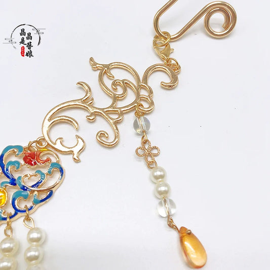 Burning Bright Dunhuang style necklace - hanfu jewelry — side profile