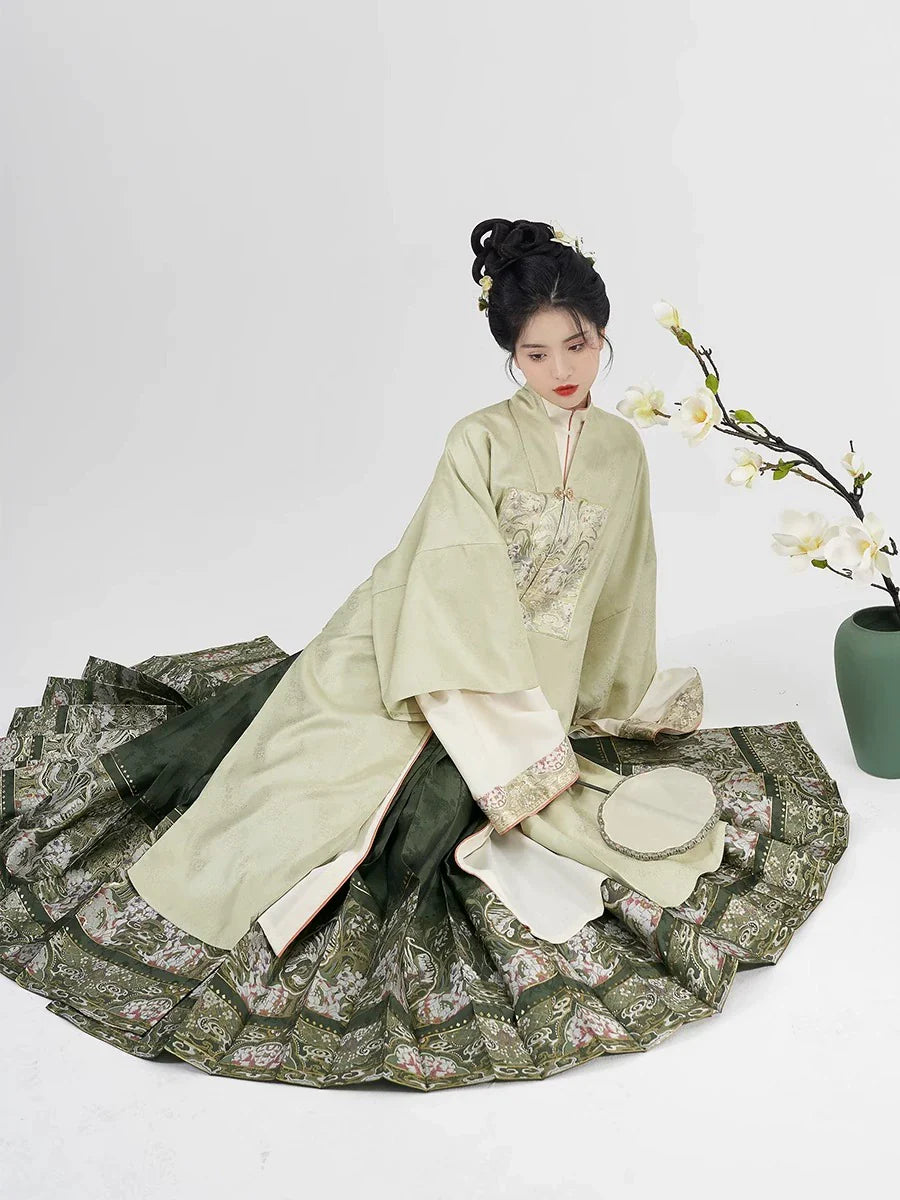 Ming Dynasty Traditional Hanfu Set & Mamian Skirt | West Lake 西池