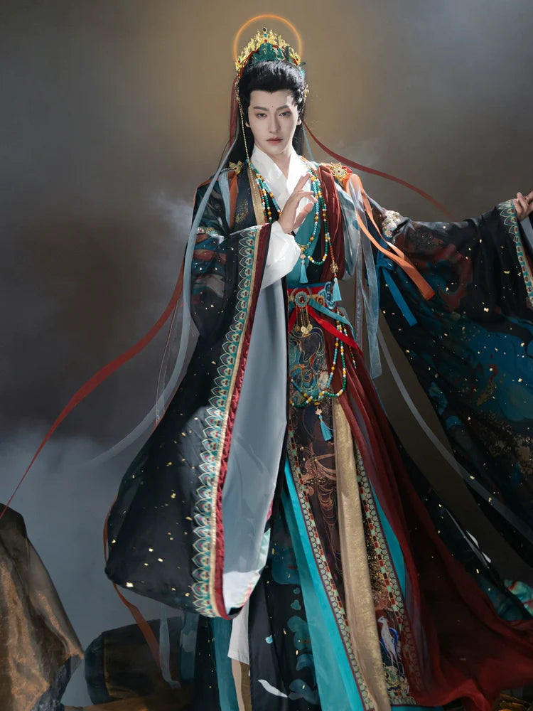 Dunhuang Godly Immortal Hanfu - Male Xianxia Ancient Robe, Unisex Mythical Costume Set (Preorder)