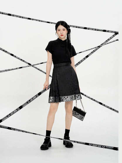 Chinese Blouse & Mini Mamian Skirt Outfit | Zhizhi 止止