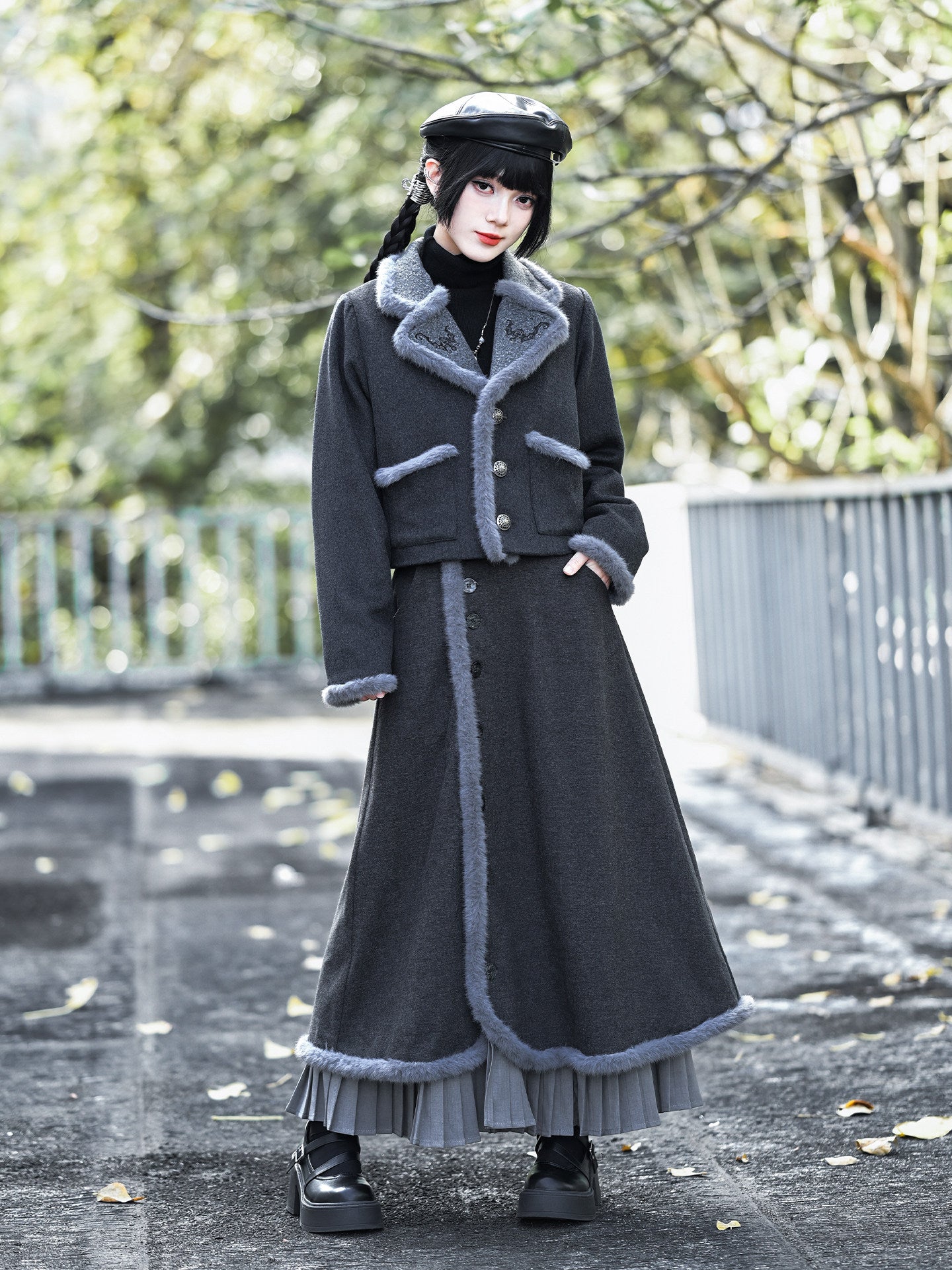 New Chinese Style Vintage Embroidered Wool Short Jacket - Lucky Bat 福蝠