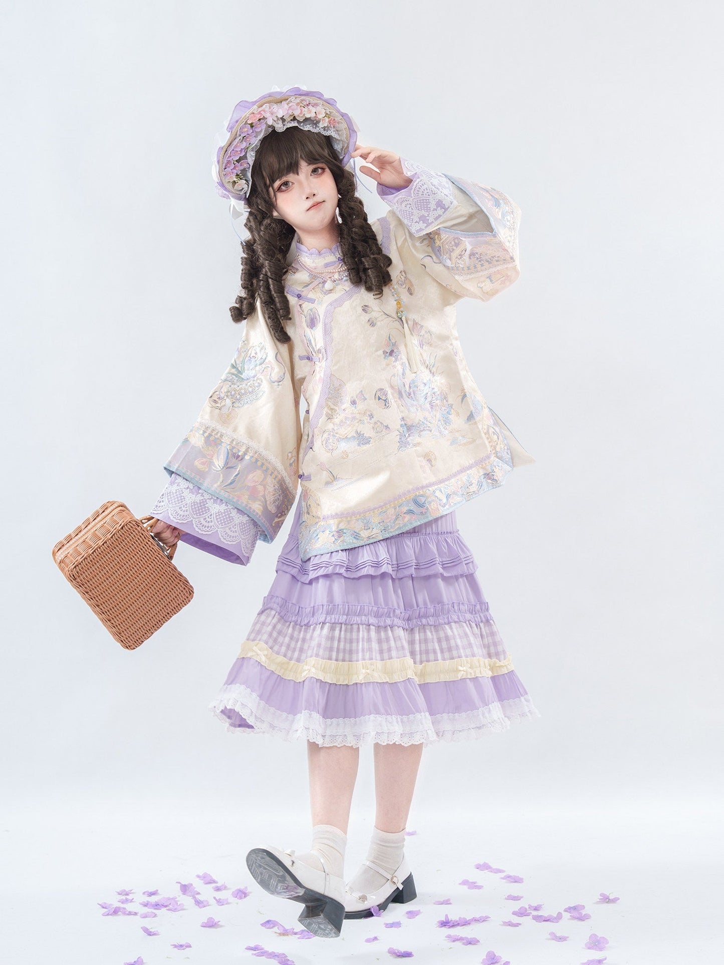 Modern Qing Han Lady Attire with Layered Skirt - Tulip Duck 郁香鸭鸭