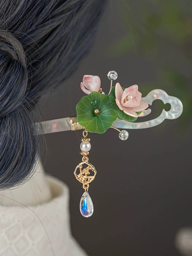 Glazed Lotus Hair Stick | Ancient Chinese Hair Accessory