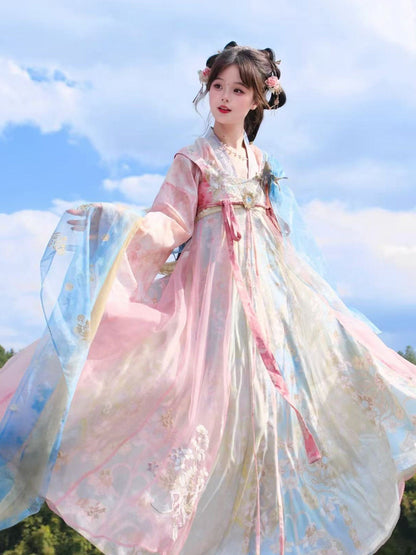 Ying Hua Li | Tang Dynasty Qixiong Ruqun Hanfu Dress with Gradient Embroidery