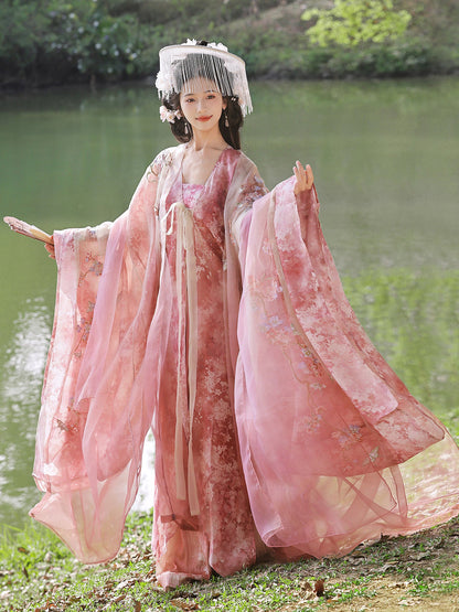 Moonlit Blossoms | Fairy Hanfu Set with Wide Sleeve Robes