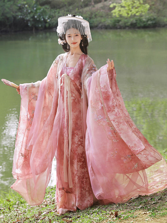 Moonlit Blossoms | Fairy Hanfu Set with Wide Sleeve Robes
