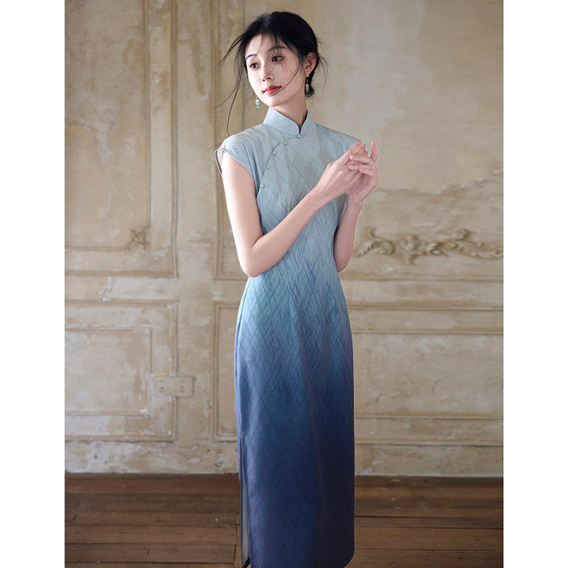 Short Sleeve Midi Cheongsam | By the Ocean