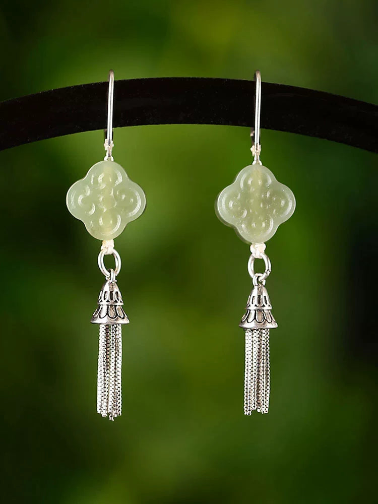 Oriental Four Leaf Clover Earrings | Cheongsam Jewelry