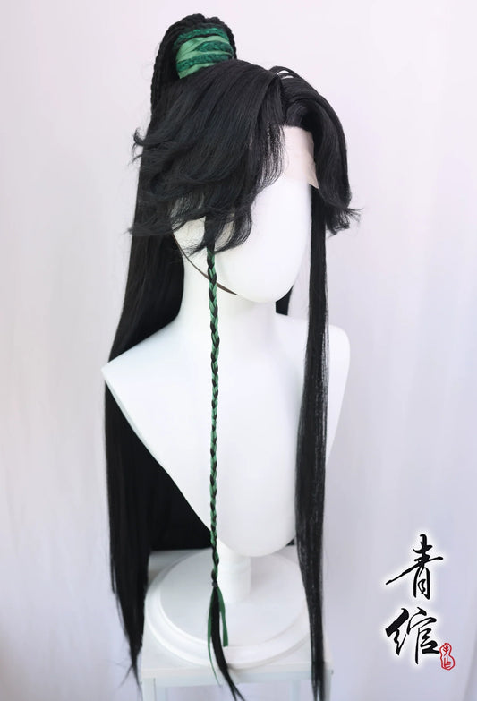 Ghost Qi Rong hanfu costume hair wig — detail view
