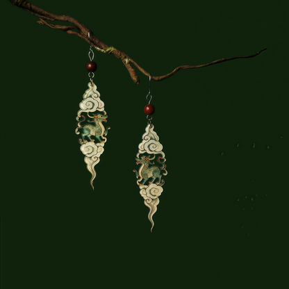 Auspicious Clouds Mythical Creature Earrings | Hanfu Jewelry